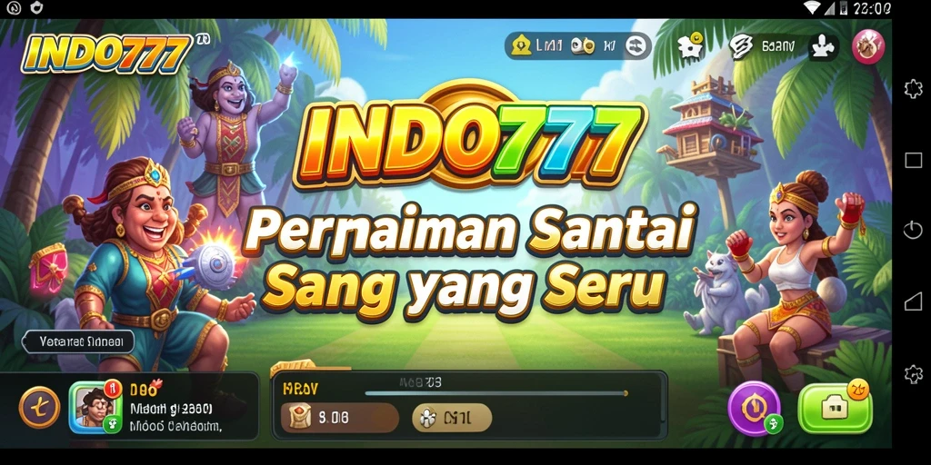 Tampilan gameplay seru dari INDO777 dengan warna-warna cerah.