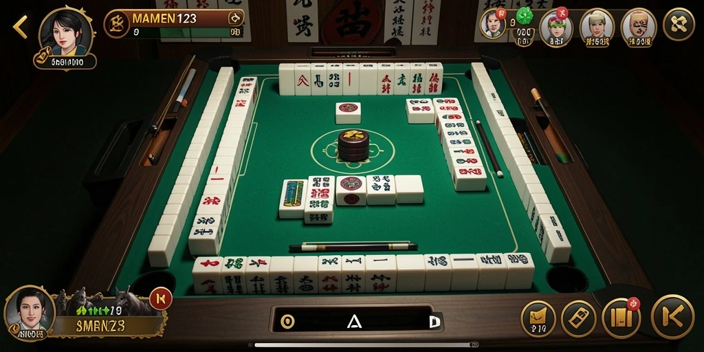 Tampilan gameplay seru dari MAMEN123 saat menyusun ubin Mahjong.