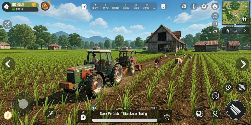 Tangkapan layar gameplay S13 menampilkan petani yang sedang merawat ladang.