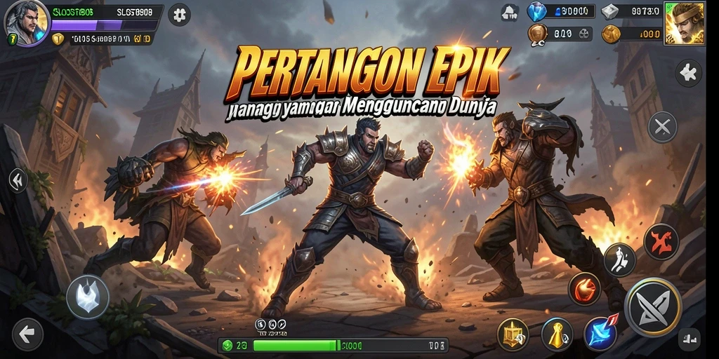 Screenshot gameplay SLOST8808 menampilkan duel karakter yang intens dan mendebarkan.